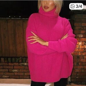 Zara Hot Pink Turtleneck Sweater